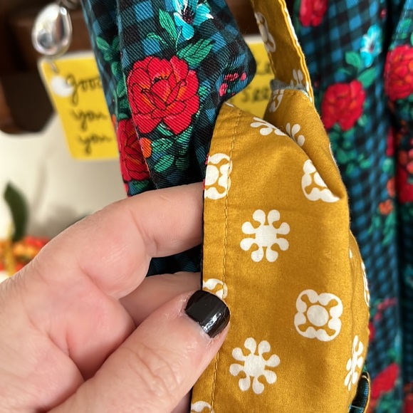MATILDA JANE Blue/Red/Gold Fa La La Gingham Floral T-shirt Dress, Size XXL, GUC. - Picture 4 of 11